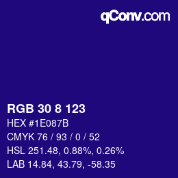 Color code: RGB 30 8 123 | qconv.com