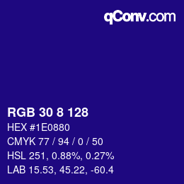 カラーコード: RGB 30 8 128 | qconv.com