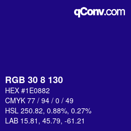 Color code: RGB 30 8 130 | qconv.com