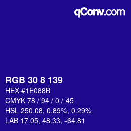 カラーコード: RGB 30 8 139 | qconv.com