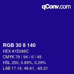 Color code: RGB 30 8 140 | qconv.com