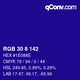 Color code: RGB 30 8 142 | qconv.com