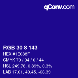Color code: RGB 30 8 143 | qconv.com
