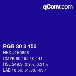 Color code: RGB 30 8 150 | qconv.com