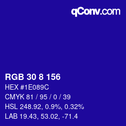 Color code: RGB 30 8 156 | qconv.com