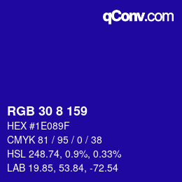 Color code: RGB 30 8 159 | qconv.com