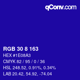 カラーコード: RGB 30 8 163 | qconv.com