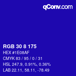 カラーコード: RGB 30 8 175 | qconv.com