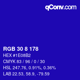 Color code: RGB 30 8 178 | qconv.com