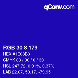 Color code: RGB 30 8 179 | qconv.com