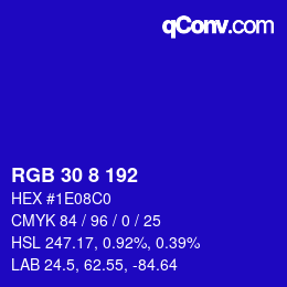 Color code: RGB 30 8 192 | qconv.com