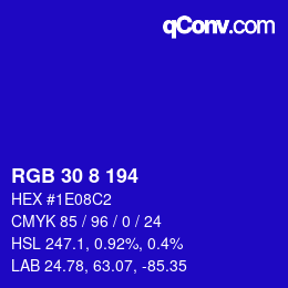 Color code: RGB 30 8 194 | qconv.com