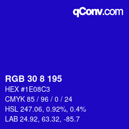 カラーコード: RGB 30 8 195 | qconv.com