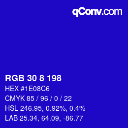 カラーコード: RGB 30 8 198 | qconv.com
