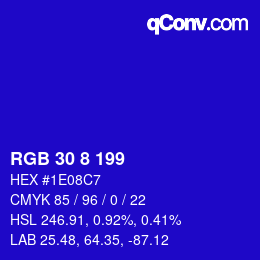 カラーコード: RGB 30 8 199 | qconv.com