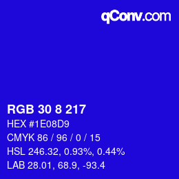Color code: RGB 30 8 217 | qconv.com