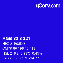 Code couleur: RGB 30 8 221 | qconv.com