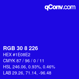 Color code: RGB 30 8 226 | qconv.com