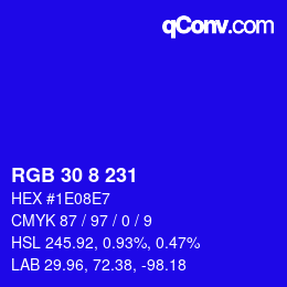 Color code: RGB 30 8 231 | qconv.com