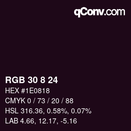 カラーコード: RGB 30 8 24 | qconv.com