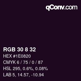 カラーコード: RGB 30 8 32 | qconv.com