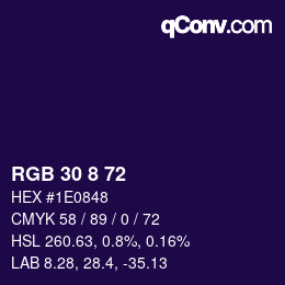 カラーコード: RGB 30 8 72 | qconv.com