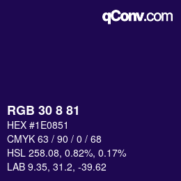 Color code: RGB 30 8 81 | qconv.com