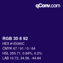Color code: RGB 30 8 92 | qconv.com