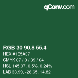 カラーコード: RGB 30 90.8 55.4 | qconv.com