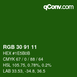Farbcode: RGB 30 91 11 | qconv.com
