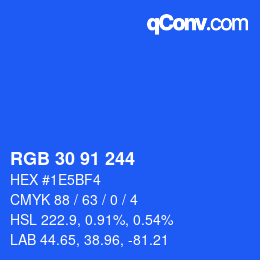 Color code: RGB 30 91 244 | qconv.com