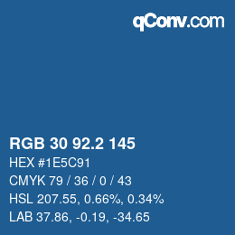 カラーコード: RGB 30 92.2 145 | qconv.com