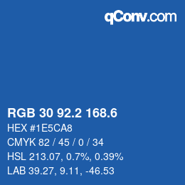 カラーコード: RGB 30 92.2 168.6 | qconv.com