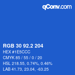 カラーコード: RGB 30 92.2 204 | qconv.com