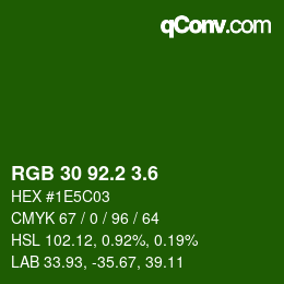 カラーコード: RGB 30 92.2 3.6 | qconv.com