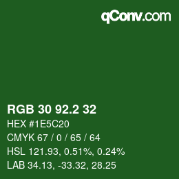 カラーコード: RGB 30 92.2 32 | qconv.com