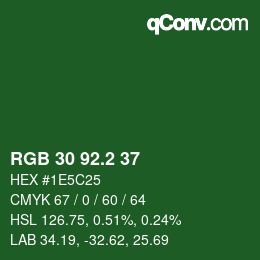カラーコード: RGB 30 92.2 37 | qconv.com