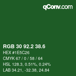 カラーコード: RGB 30 92.2 38.6 | qconv.com