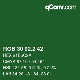 カラーコード: RGB 30 92.2 42 | qconv.com