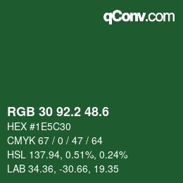 カラーコード: RGB 30 92.2 48.6 | qconv.com