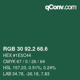 カラーコード: RGB 30 92.2 68.6 | qconv.com