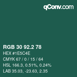カラーコード: RGB 30 92.2 78 | qconv.com