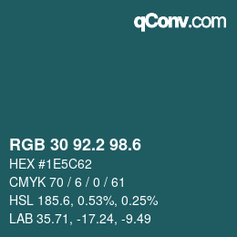 カラーコード: RGB 30 92.2 98.6 | qconv.com