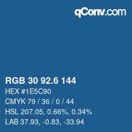 カラーコード: RGB 30 92.6 144 | qconv.com
