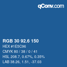 カラーコード: RGB 30 92.6 150 | qconv.com