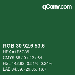 カラーコード: RGB 30 92.6 53.6 | qconv.com