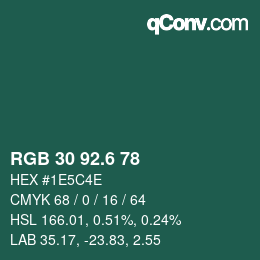 カラーコード: RGB 30 92.6 78 | qconv.com