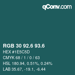 カラーコード: RGB 30 92.6 93.6 | qconv.com