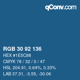 カラーコード: RGB 30 92 136 | qconv.com