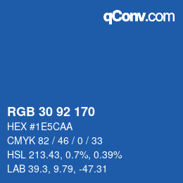 カラーコード: RGB 30 92 170 | qconv.com
